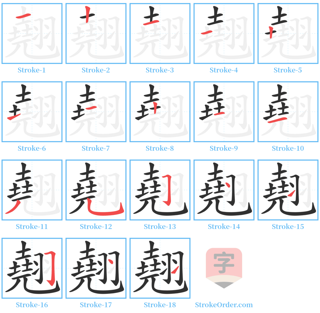 翹 Stroke Order Diagrams