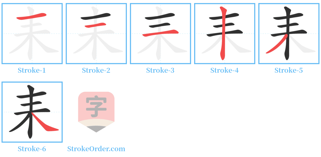 耒 Stroke Order Diagrams