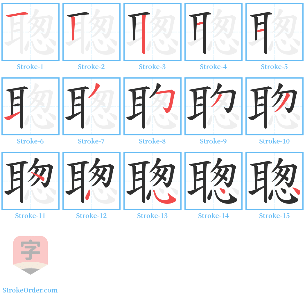 聦 Stroke Order Diagrams