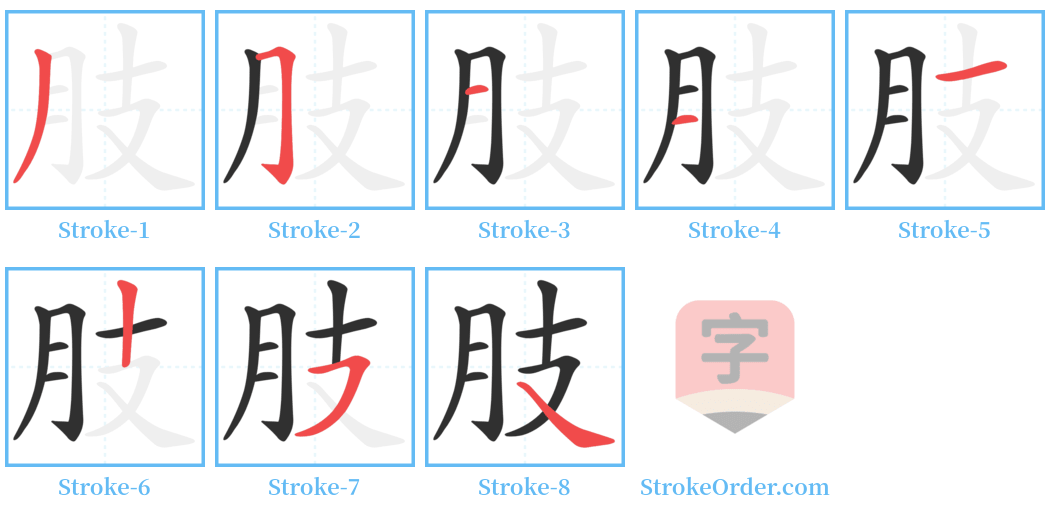 肢 Stroke Order Diagrams