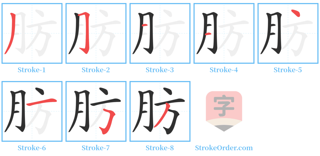 肪 Stroke Order Diagrams