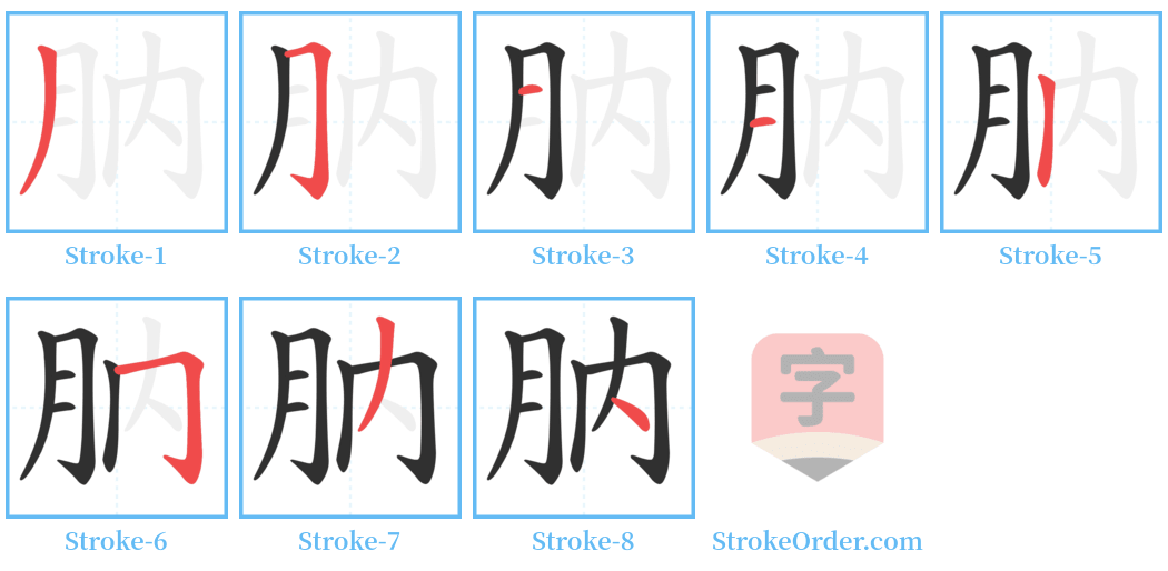 肭 Stroke Order Diagrams