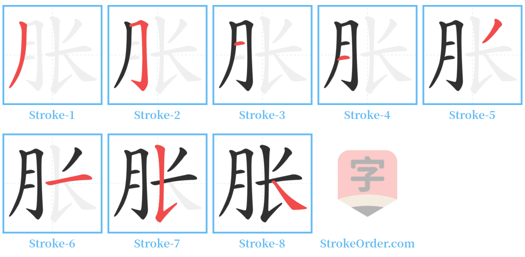 胀 Stroke Order Diagrams