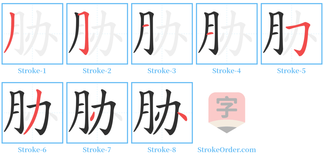 胁 Stroke Order Diagrams