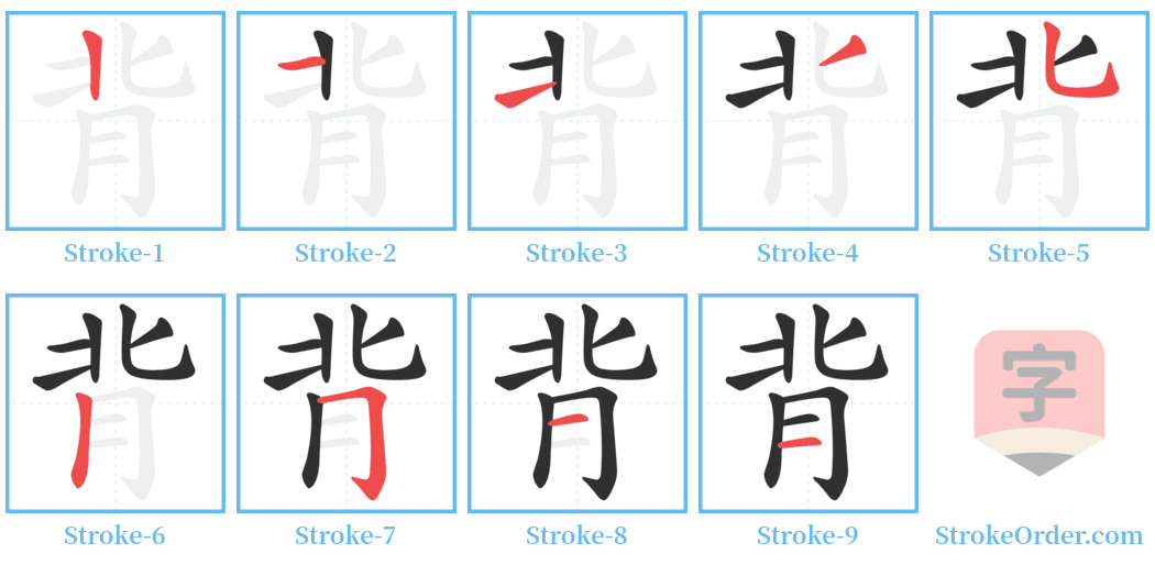 背 Stroke Order Diagrams