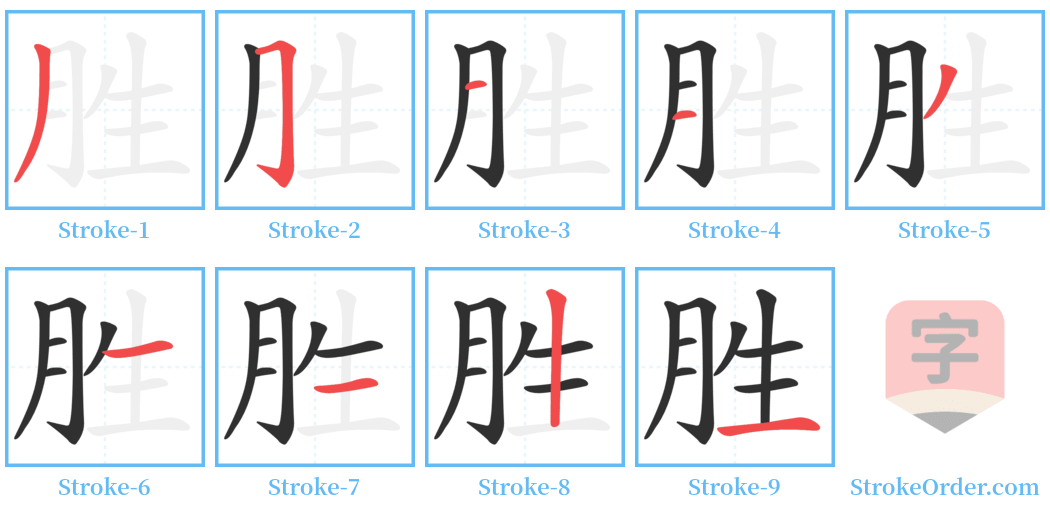 胜 Stroke Order Diagrams