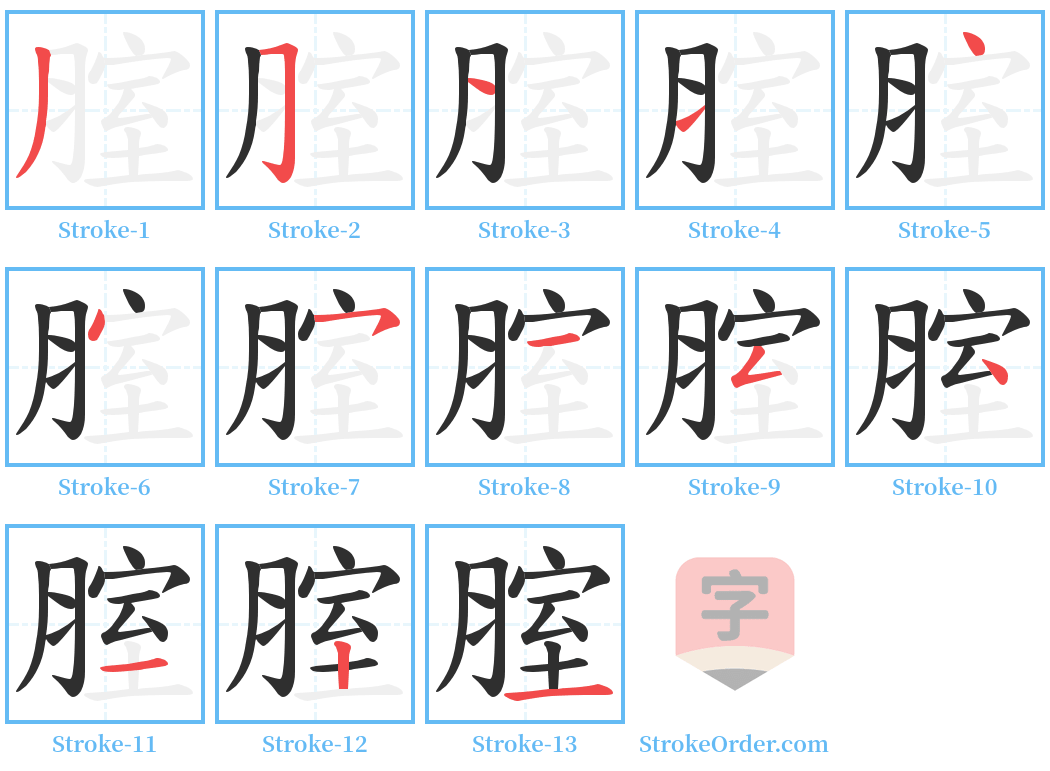 腟 Stroke Order Diagrams