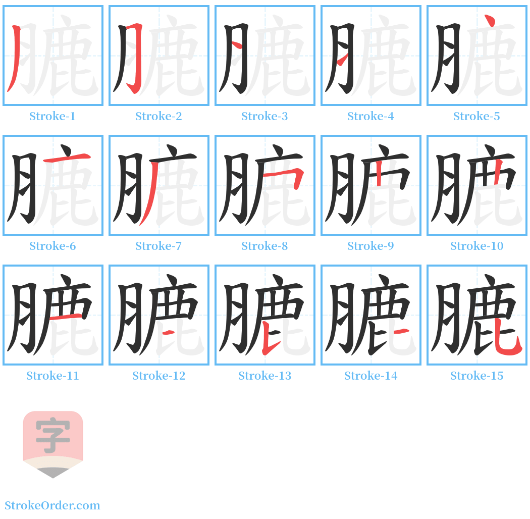 膔 Stroke Order Diagrams