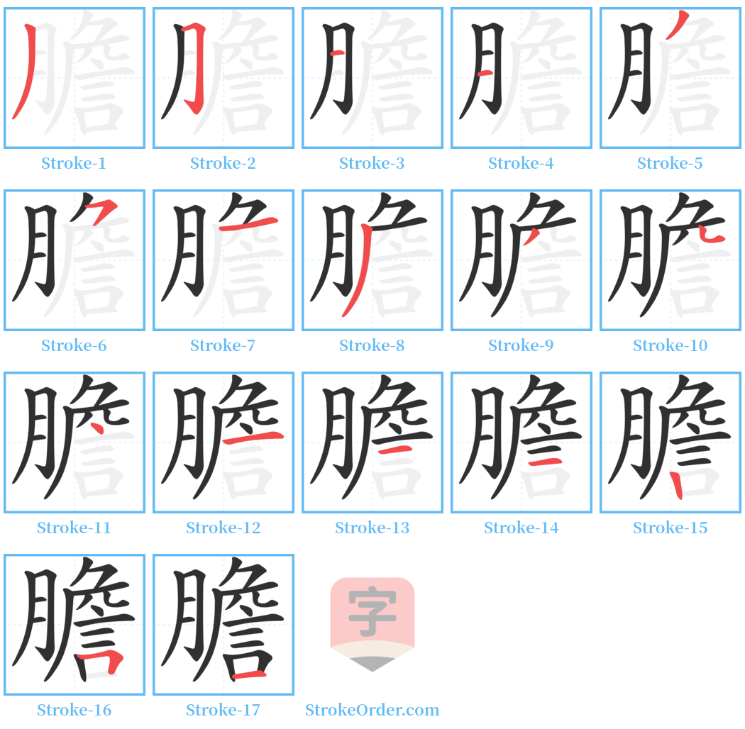 膽 Stroke Order Diagrams