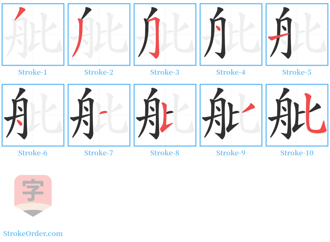 舭 Stroke Order Diagrams