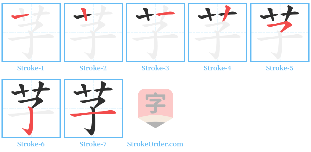 芓 Stroke Order Diagrams
