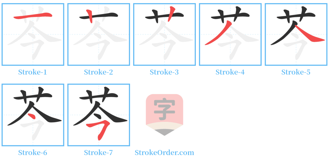 芩 Stroke Order Diagrams