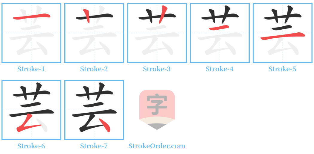 芸 Stroke Order Diagrams