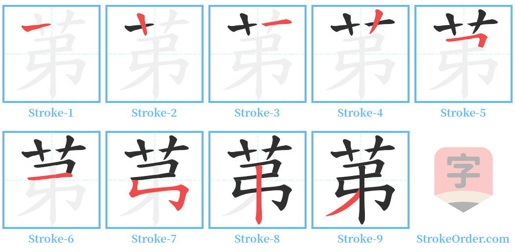 苐 Stroke Order Diagrams