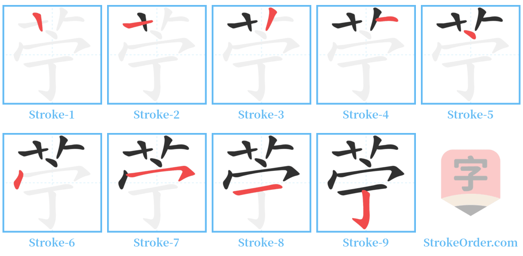 苧 Stroke Order Diagrams
