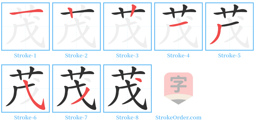 茂 Stroke Order Diagrams