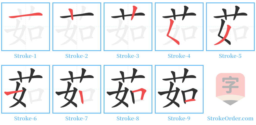 茹 Stroke Order Diagrams