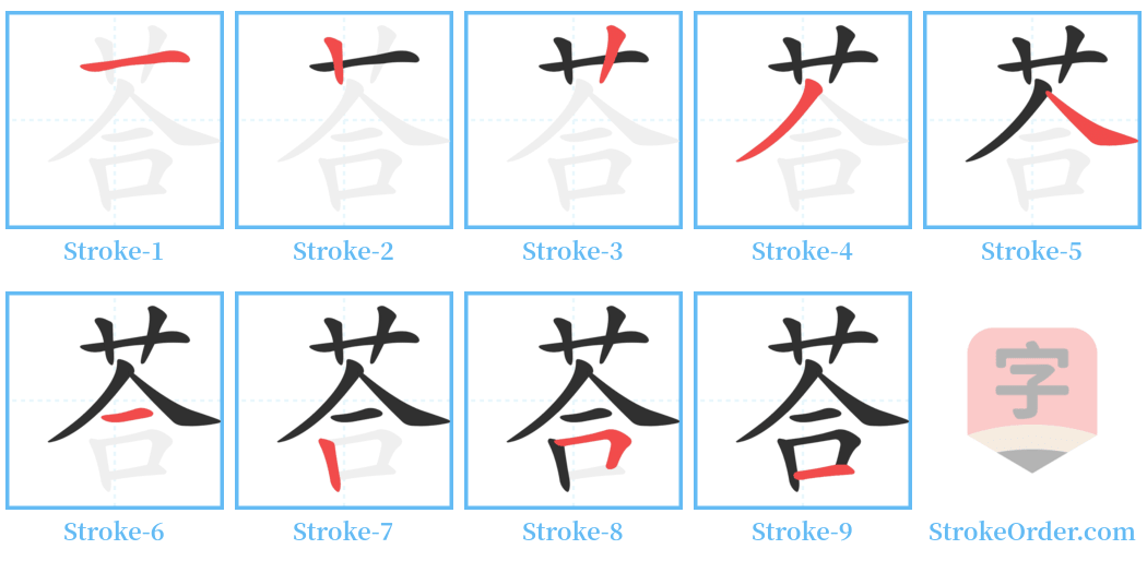 荅 Stroke Order Diagrams