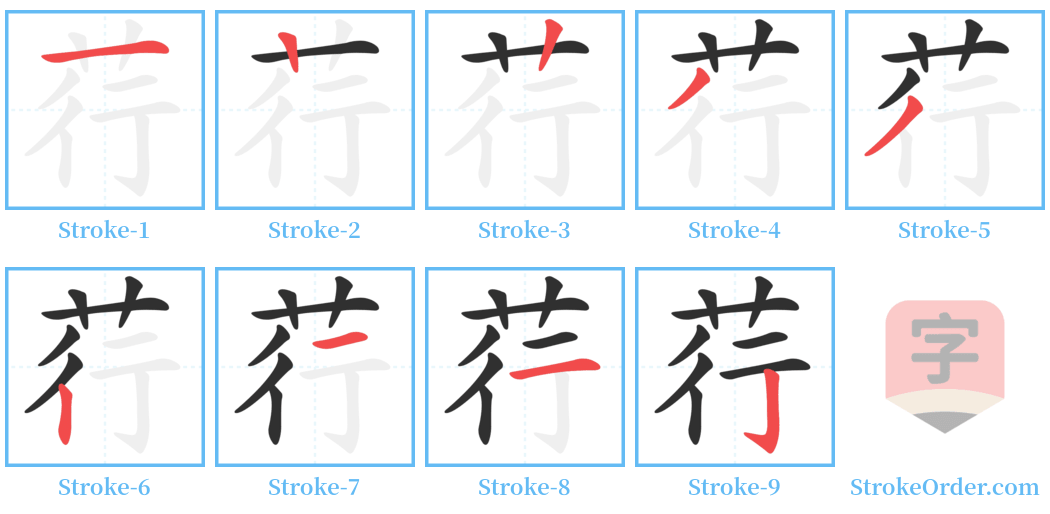 荇 Stroke Order Diagrams