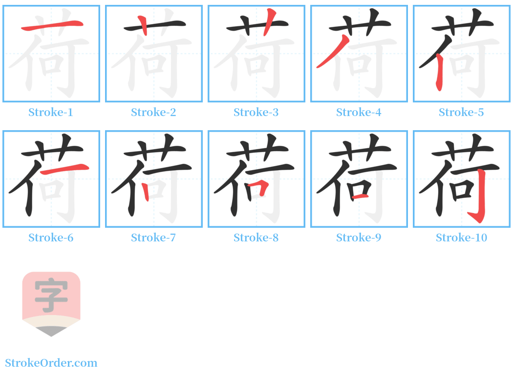 荷 Stroke Order Diagrams