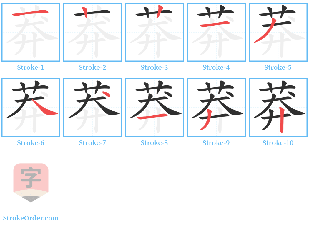莽 Stroke Order Diagrams