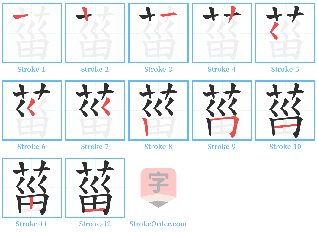 菑 Stroke Order Diagrams