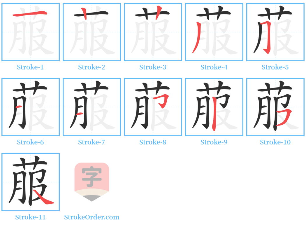 菔 Stroke Order Diagrams