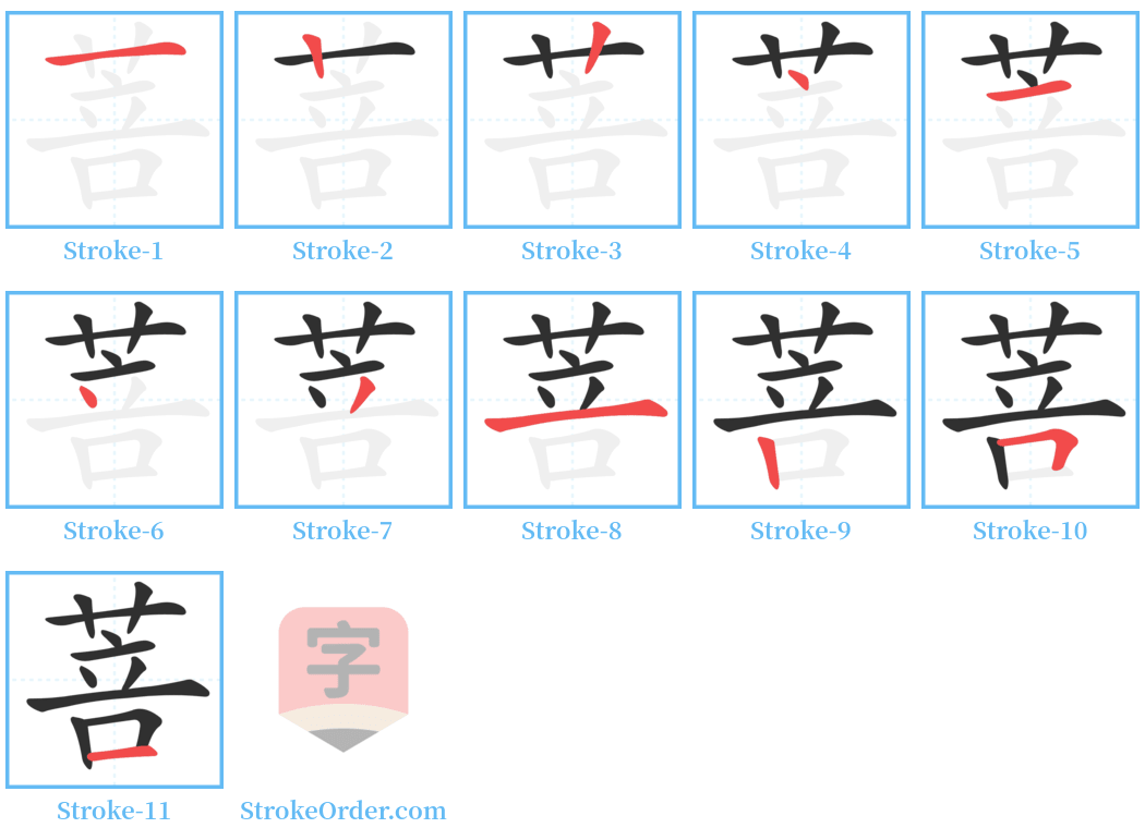菩 Stroke Order Diagrams
