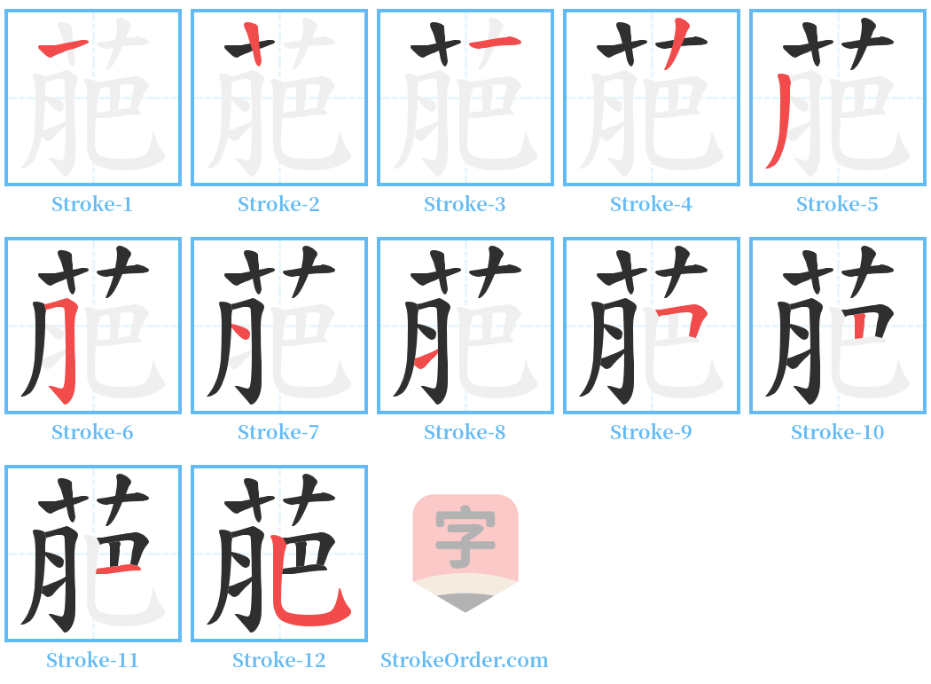 萉 Stroke Order Diagrams