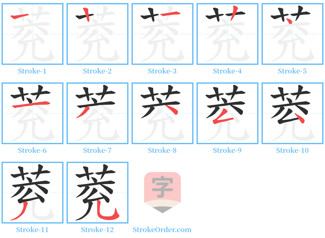 萒 Stroke Order Diagrams