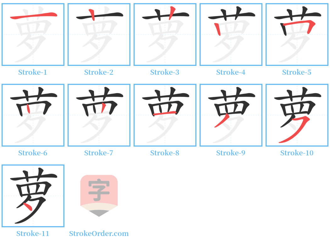 萝 Stroke Order Diagrams