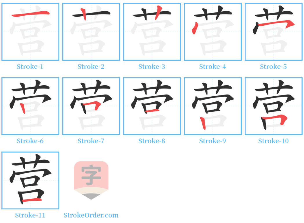 营 Stroke Order Diagrams