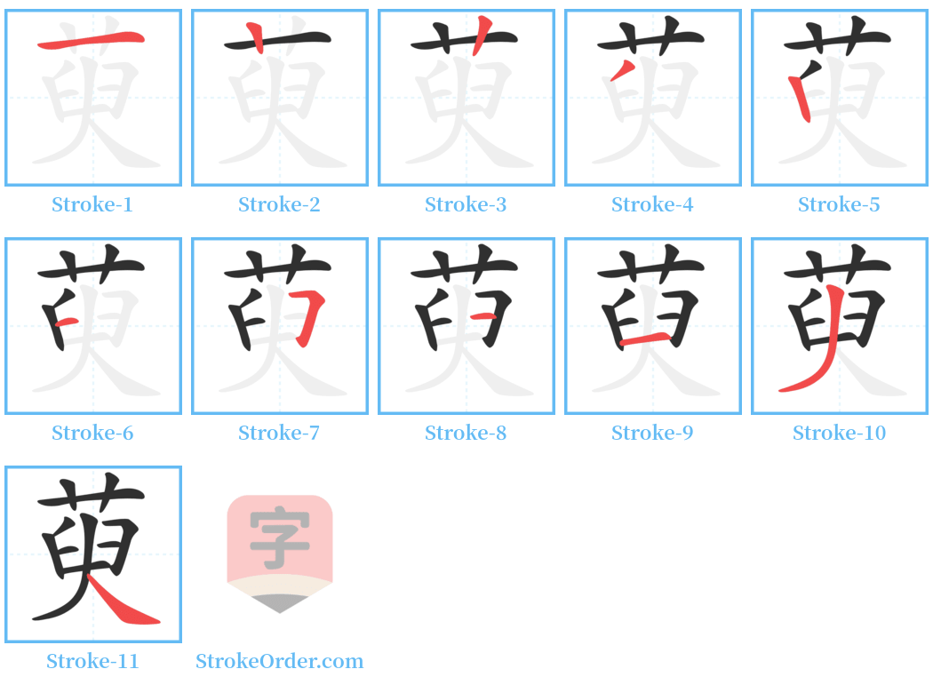 萸 Stroke Order Diagrams