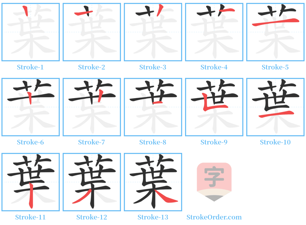 葉 Stroke Order Diagrams