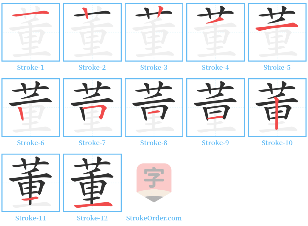 董 Stroke Order Diagrams