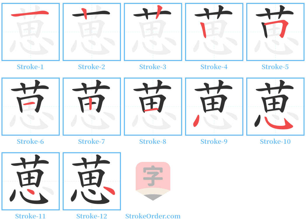 葸 Stroke Order Diagrams