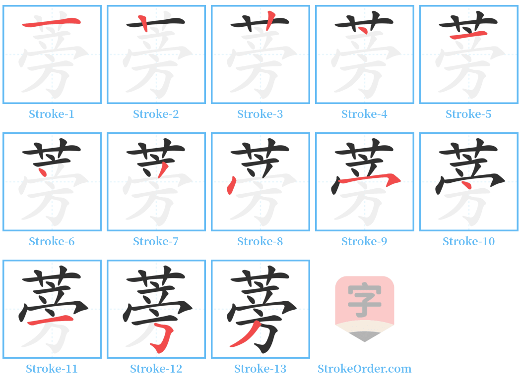 蒡 Stroke Order Diagrams