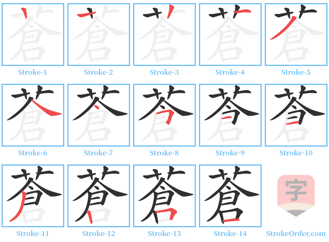 蒼 Stroke Order Diagrams
