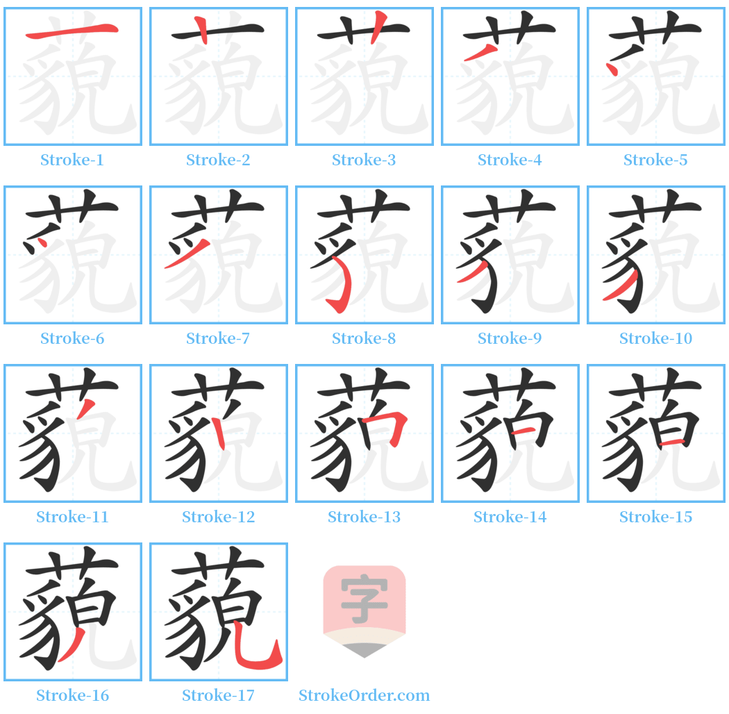 藐 Stroke Order Diagrams