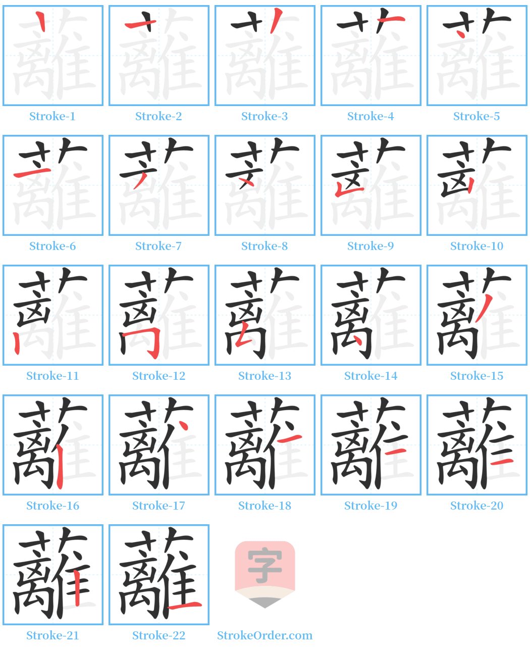 蘺 Stroke Order Diagrams