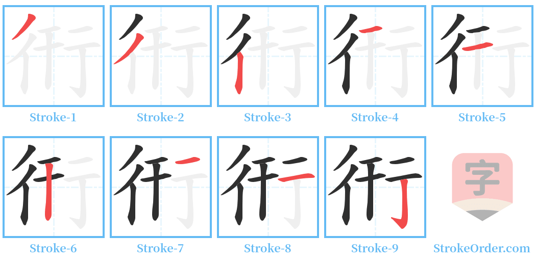 衎 Stroke Order Diagrams