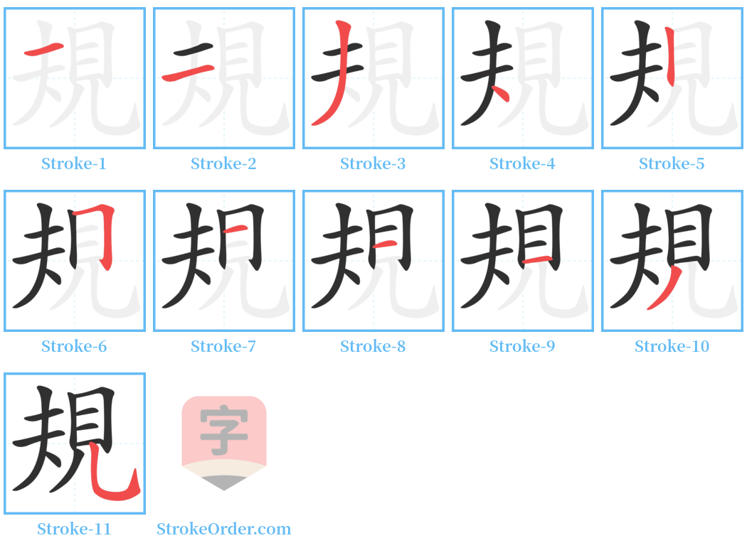 規 Stroke Order Diagrams