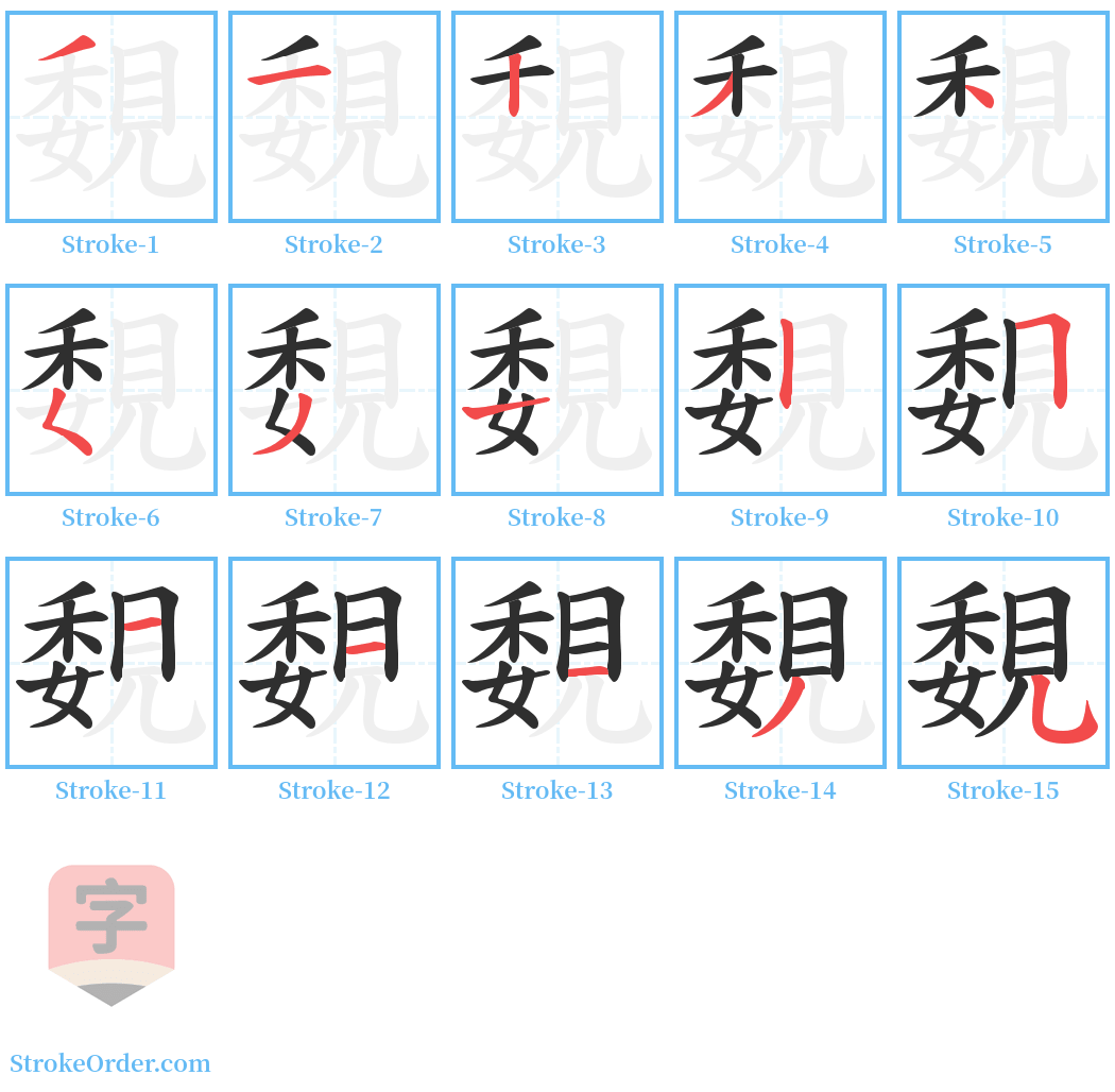 覣 Stroke Order Diagrams