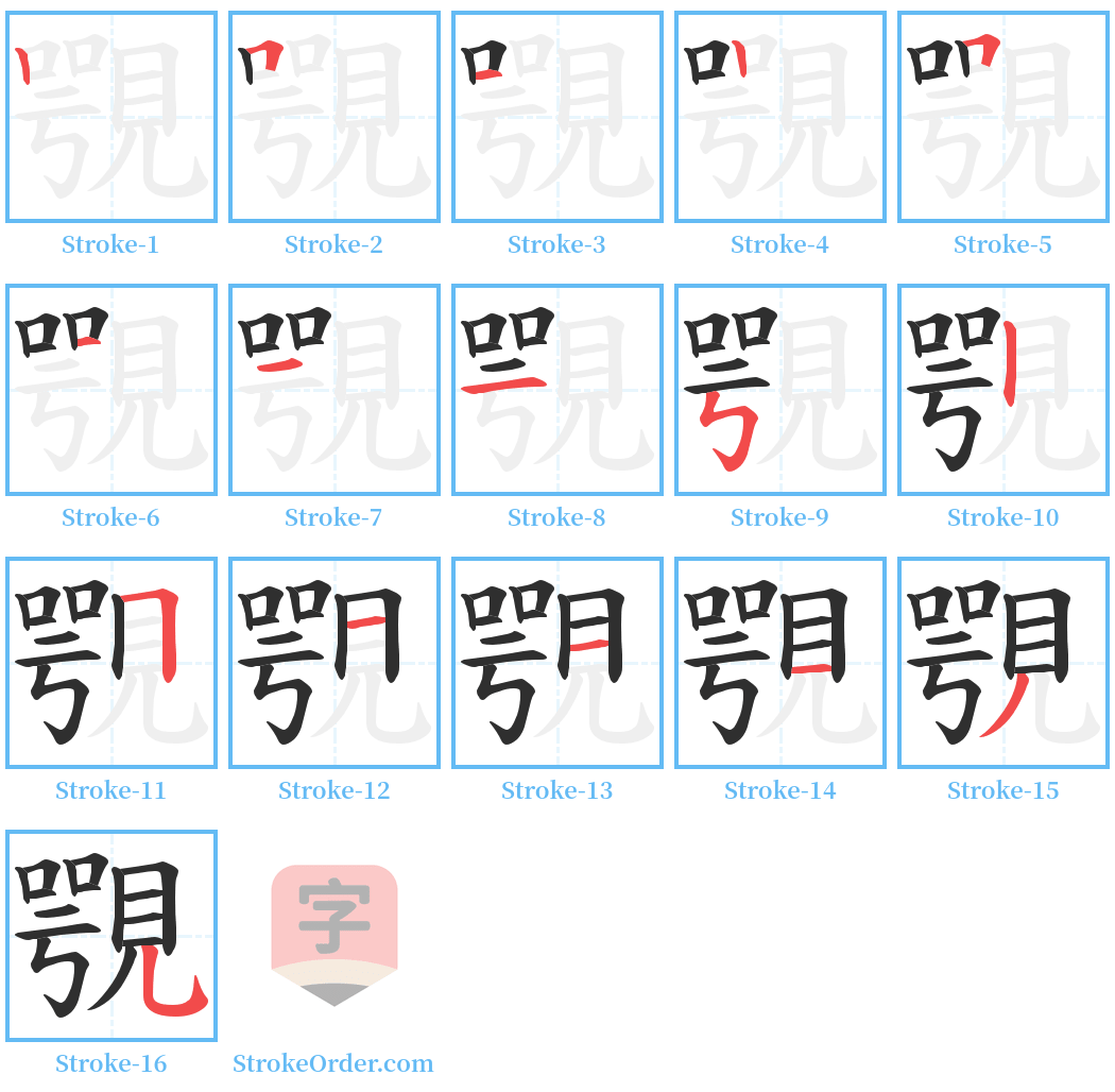 覨 Stroke Order Diagrams