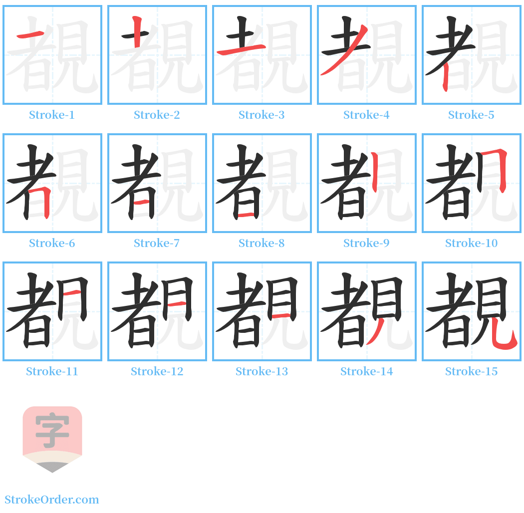 覩 Stroke Order Diagrams