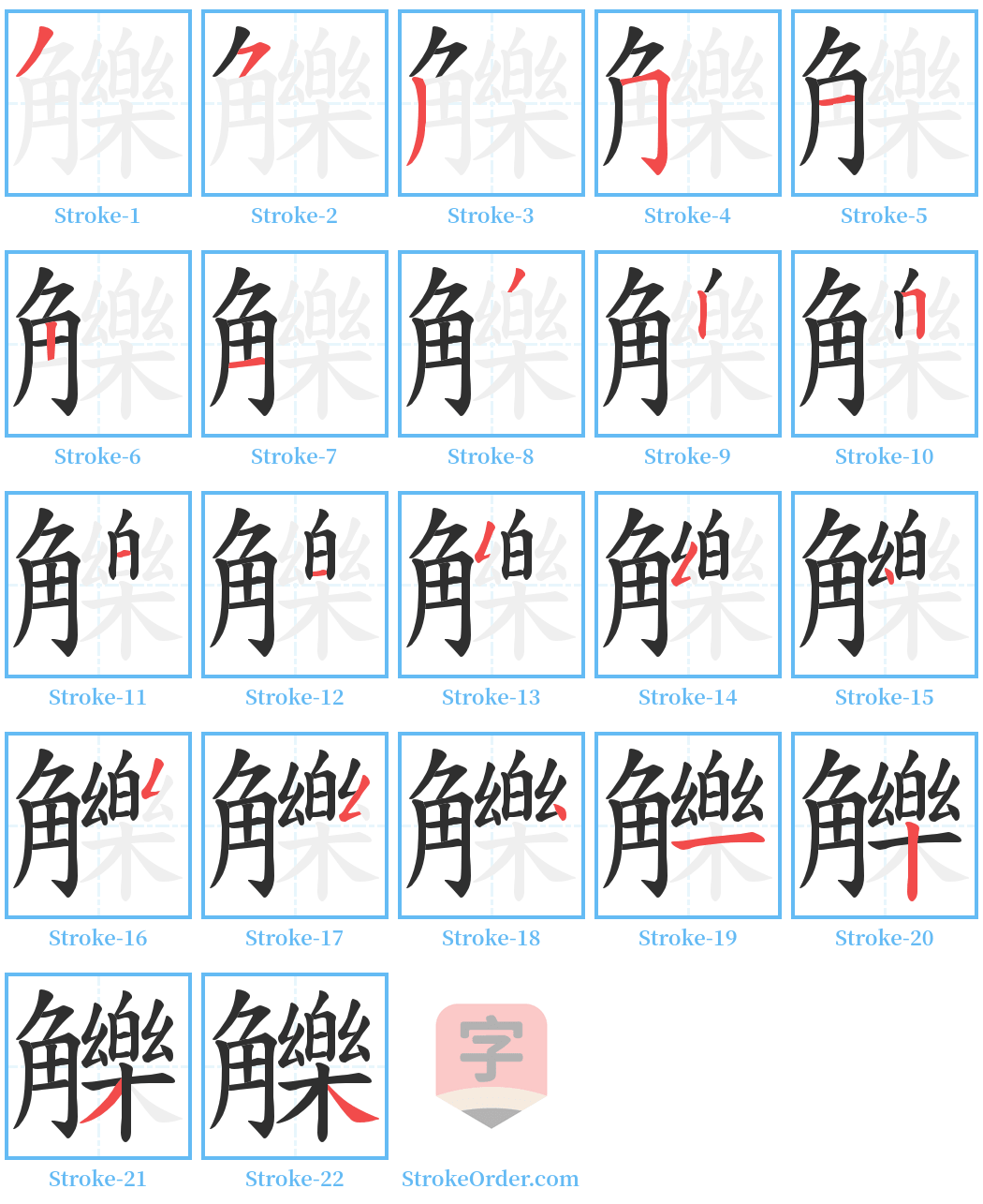 觻 Stroke Order Diagrams