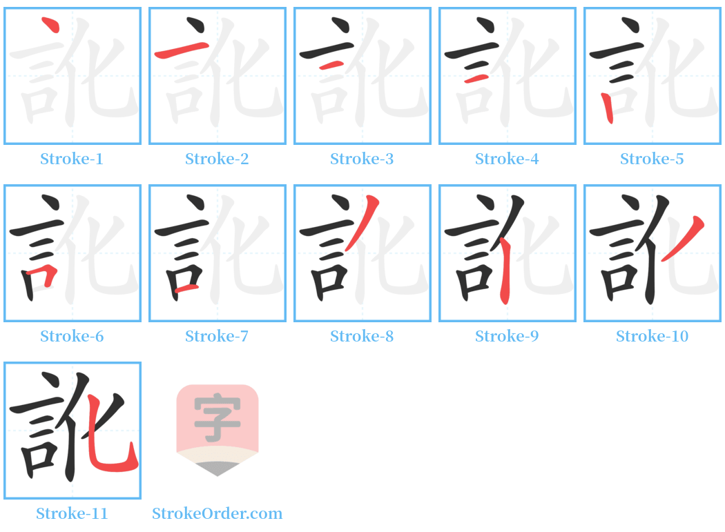 訛 Stroke Order Diagrams