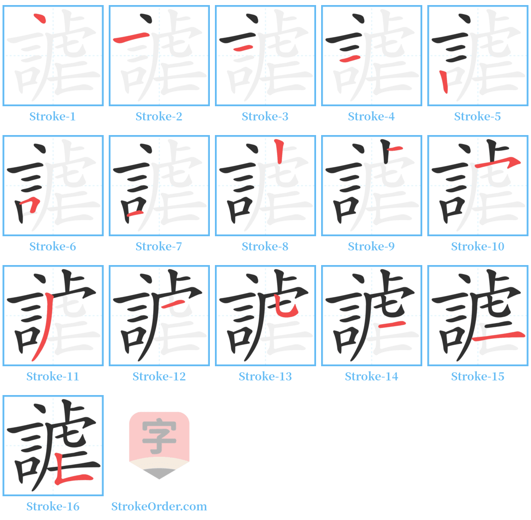 謔 Stroke Order Diagrams