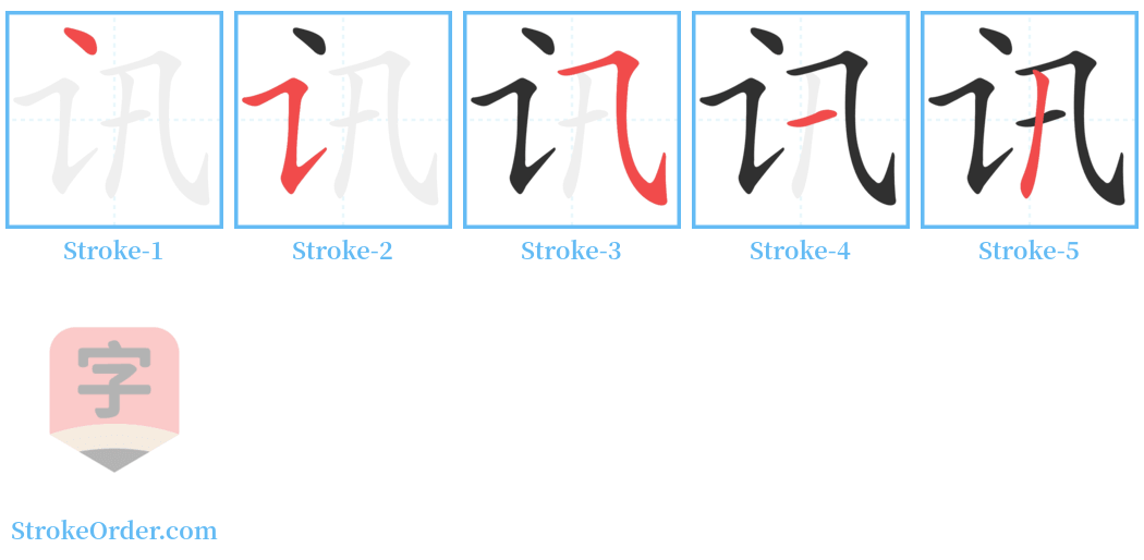 讯 Stroke Order Diagrams