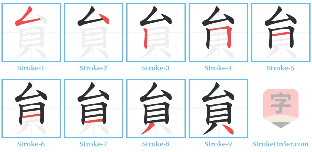 貟 Stroke Order Diagrams